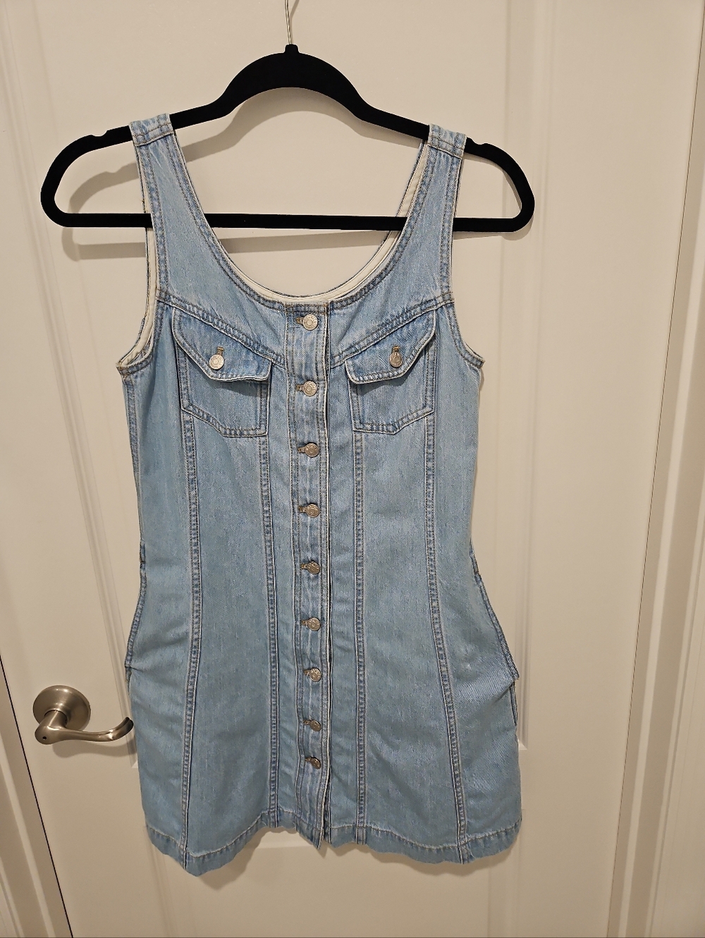 Madewell Denim Mini Dress Button Front Sleeveless Light Wash Size 2